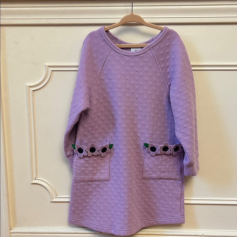 Florence Eiseman - Purple Textured Dress with Floral Pockets